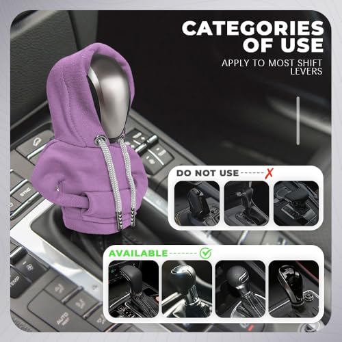Gear Shift Hoodie, Gear Shift Cover, Fashionable Hoodie Automotive Gear Shift Knob Protector, Car Accessories Mini Sweater Gear Shift Knob Cover for Car Gear Shift Levers (Purple) - color: Purple