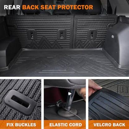 KUST Cargo Trunk Liner for Jeep Grand Cherokee 5 Seats 2022-2026 (Include 4XE, Not for WK & L), Rear Cargo Mat with Back Seat Protector for Grand Cherokee Accessories Cover TPE Rubber Raised Edge - style: Grand Cherokee 2022-2026 │ Cargo + Backrest Mat