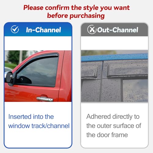 Side Window Wind Deflector for 93-11 Ford Ranger&94-10 Mazda B2300/B4000&94-08 Mazda B3000 with Standard/Extended Cab,2pcs in-Channel Shade Sun Rain Guards,Dark Smoke Window Visor 92083 - size: 1993-2011 Ford Ranger(Dark Smoke)