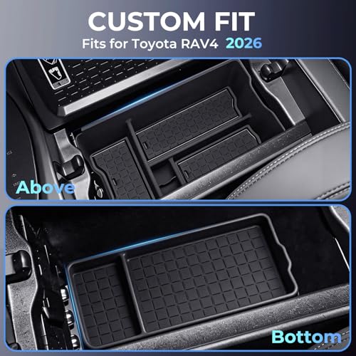 Center Console Organizer Storage Box & Armrest Bottom Mat for Toyota RAV4 2026, Interior Accessories Armrest Insert Tray Storage Box for 2026 RAV 4, Black - style: 12) Fits for Toyota RAV4, B