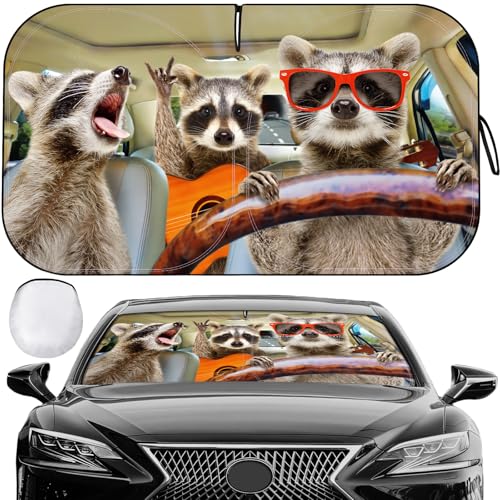 Car Windshield Sun Shade - Foldable Car Sun Shade Windshield for Front Window, Reflector Sunshade Offers Ultimate Protection for Cars Interior (55.2 x 31.5 in) - color: Funny Koala