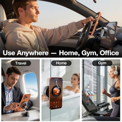 Vooii Phone Holders for Your Car for Magsafe (130+LB Strongest Ever Suction & 3000gf Magnetic) 360° Adjustable Vacuum Car Phone Mount, Car Phone Holder for iPhone 17 Pro Max 16 15 14 13 12 Air Plus - color: Black