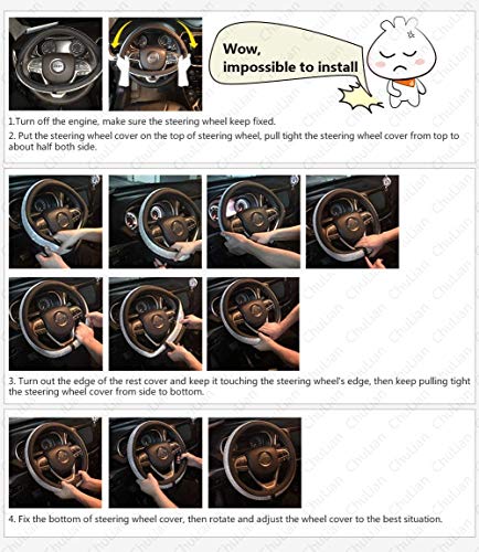 Diamond Leather Steering Wheel Cover with Bling Bling Crystal Rhinestones,Large-Size of 15 1/2 inches-16 inches Black - color: Black with White Diamonds, size: Large Size[15"1/2-16"]