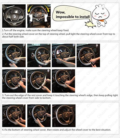 Diamond Leather Steering Wheel Cover with Bling Bling Crystal Rhinestones,Large-Size of 15 1/2 inches-16 inches Black - color: Black with White Diamonds, size: Large Size[15"1/2-16"]