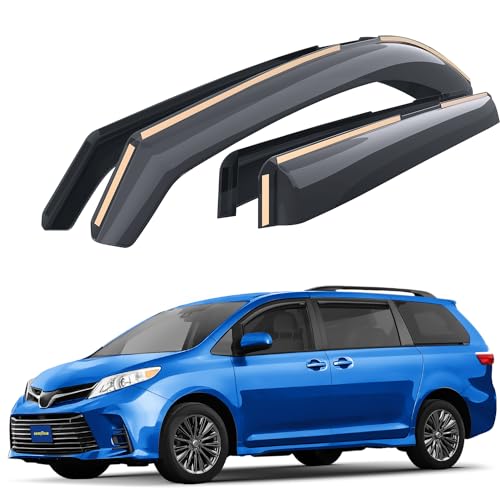 Goodyear Shatterproof in-Channel Window Deflectors for Toyota Sienna 2011-2020, Rain Guards, Window Visors for Cars, Vent Deflector, Car Accessories, 4 pcs - GY007926 - color: For Sienna 11-20