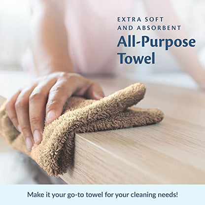 Car Care Essentials Wash Dry and Detail Towels, Set of 12, Beige, 100% Ring Spun Cotton, 16” X 27”, 4.25 lbs. per dz. Heavy Thick, Premium Multi-Purpose Towels - color: Beige