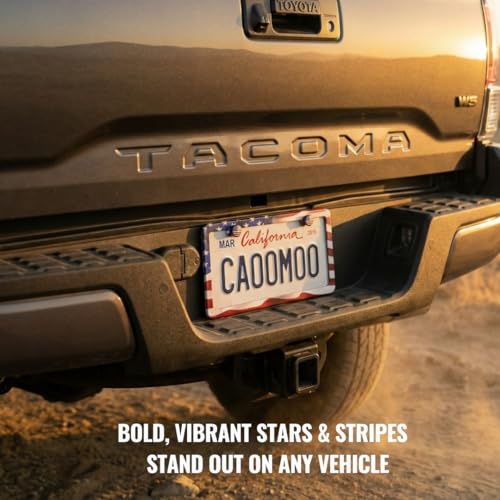 American Flag License Plate Frame - 2 Pack Stainless Steel License Plate Frames with Screw Caps (Classic) - style: Classic