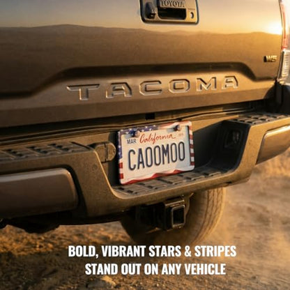 American Flag License Plate Frame - 2 Pack Stainless Steel License Plate Frames with Screw Caps (Classic) - style: Classic