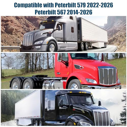 Side Window Sun Shade for Peterbilt 579 2022-2026, 567 2014-2026, Custom Fit 210T Reflective Sunshade for Semi Truck, 6-Layer Heat Insulation Privacy Protector, Block 99% UV Rays, 2PCS - size: Peterbilt 579 / 567 2014-2026