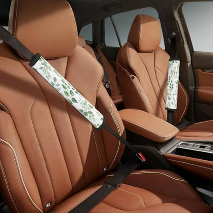 Seat Belt Cover Pad Green Eucalyptus Leaves Leaf Soft Safety Car Automotive Seat Belt Pads Cushion Shoulder Strap Covers for Cars or Bags, 2 Pcs - color: Green Eucalyptus Leaves Leaf