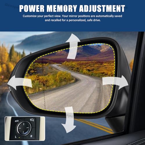 Driver Side Mirror Assembly Compatible with Lexus RX 350 350L 450h 450hL 2016-2022 with Heated, Blind Spot Monitor, Turn Signal, Power Folding Adjust Memory Black (13 Pin Left) - size: 13Pin Left