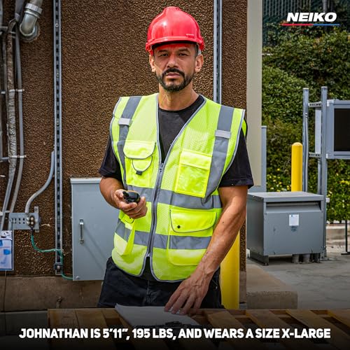Neiko High Visibility Safety Vest ANSI Class 2, 9 Pockets - size: X-Large, style: Mesh
