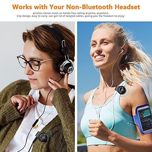 Bluetooth Receiver/Car Kit, Bluebyte Clip Wireless Audio Receiver for Headphones car Audio,Wireless Adapter Support Hands-Free Calling,Bluetooth 5.0 Low Latency for Music(Glossy Black).