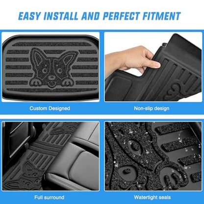 Nilight TPE Floor Mats & Cargo Mats Set for Tesla Model Y (5 Seat only) 2021 2022 2023 2024 2025 All Weather Custom Fit Heavy Duty Floor Liners - color: 2021-2025 Tesla Model Y 5 Seat Set