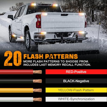 XRIDONSEN 8PCS Sync Truck Grill Lights 32 LED Strobe Lights Amber White Grille Surface Mount Emergency Flashing Warning Safety Hazard Caution Light for Tow Plow Trucks Construction Vehicles Car - color: Amber/White