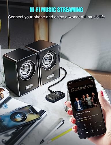 COMSOON Bluetooth Receiver with LCD Screen, Portable 3.5mm AUX Bluetooth 5.0 Adapter for Car/Home Stereo/Speaker/Wired Headphones, Noise Cancelling/Hands-Free Calling/Music Streaming-Black