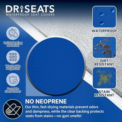 Dri Seats Waterproof Car Seat Cover – Premium Sweat Towel with Slip Resistant Backing for Front Seats in Cars, Trucks, SUVs – Universal Seat Covers & Liner, Easy Install (Blue, Large) - color: Blue, size: Large