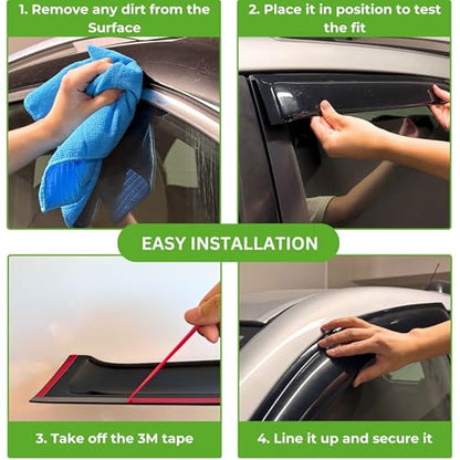 IG Window Visors for 2009-2014 Honda Fit, Out-Channel Rain Guards Vent Wind Deflectors 4PC, Car Accessories for 09-14 Honda Fit - size: 2009-2014 Fit