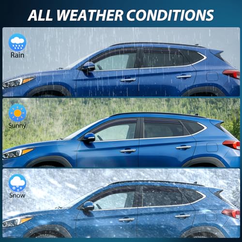 Nilight in-Channel Rain Guards for Hyundai Tucson 2016 2017 2018 2019 2020, Fits Gas Model Only Not Fits Hybrid/Electric Versions, Light Smoky Blue Window Visor, Fresh Air Ventilation, 4PCS - color: Hyundai Tucson 2016-2020