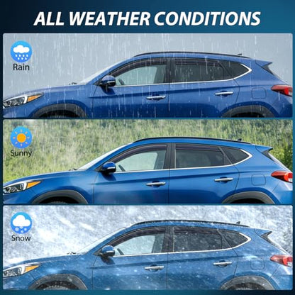 Nilight in-Channel Rain Guards for Hyundai Tucson 2016 2017 2018 2019 2020, Fits Gas Model Only Not Fits Hybrid/Electric Versions, Light Smoky Blue Window Visor, Fresh Air Ventilation, 4PCS - color: Hyundai Tucson 2016-2020