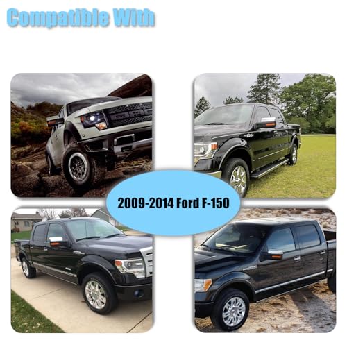 AUCERAMIC Chrome Plated Mirror Covers Caps Compatible with 2009-2014 Ford F150 2 Door 4 Door Side View Mirror Back Cover Cap Overlay - style: 2009-2014 F-150 Mirror Cover