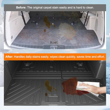 powoq Cargo Mat Compatible with 2009-2015 Honda Pilot Trunk Mat Cargo Liner Backrest Liner TPE Replacement for 2009-2011 2012 2013 2014 2015 Honda Pilot Accessories (Trunk Mat with Backrest Mats) - size: Compatible With Honda Pilot | 2009-2015