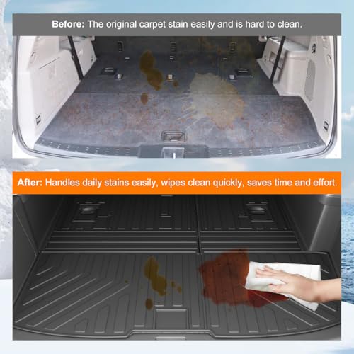 powoq Cargo Mat Compatible with 2009-2015 Honda Pilot Trunk Mat Cargo Liner Backrest Liner TPE Replacement for 2009-2011 2012 2013 2014 2015 Honda Pilot Accessories (Trunk Mat with Backrest Mats) - size: Compatible With Honda Pilot | 2009-2015