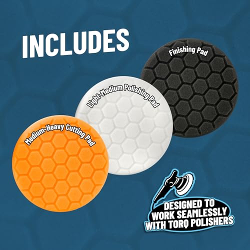 Chemical Guys 6.5" Buffing Pad Sampler Kit - 4 Piece Detailing Set with 3 Professional Foam Pads and 16 oz Polishing Pad Cleaner - Works with Dual Action and Rotary Polishers Using 6" Backing Plates - size: 6.5"