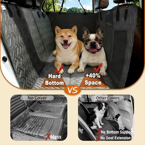 Back Seat Extender, Dog Car Seat Cover for Back Seat, 100% Waterproof Scratchproof Pet Car Hammock with 6 Pads, Durable Nonslip Dog Seat Cover for Cars, Trucks, SUVs