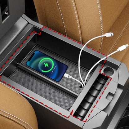 RED WOLF Center Console Organizer Tray for 2010-2024 Toyota 4 Runner Armrest Box Secondary Storage with Notched Edge Preserved Hole for Charging Cable Exactly Match Car Armrest
