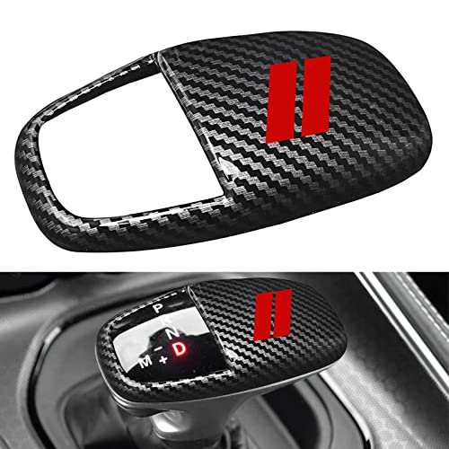 Gear Shift Knob Head Cover Trim for Dodge Charger Accessories 2015-2023 Challenger 2015-2023 2024 Durango 2016-2026 Interior Shell Insert Decoration Protector Gear Shifter Cover(Carbon Fiber Red Trim) - color: Carbon Fiber Red