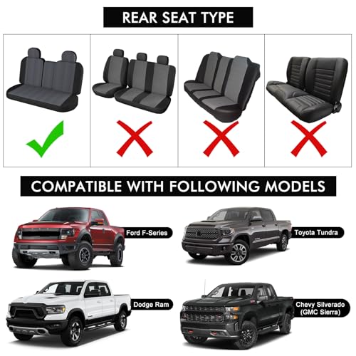 sportuli Dog Car Seat Cover Replace for Ford F150 and Dodge Ram 1500, 600D Oxford Cloth Heavy Duty Waterproof Non Slip Pet Truck Back Bench Seat Cover, Fit for All Full-Size Trucks (Full-Size Truck) - size: Full-Size Truck - Rear - Black