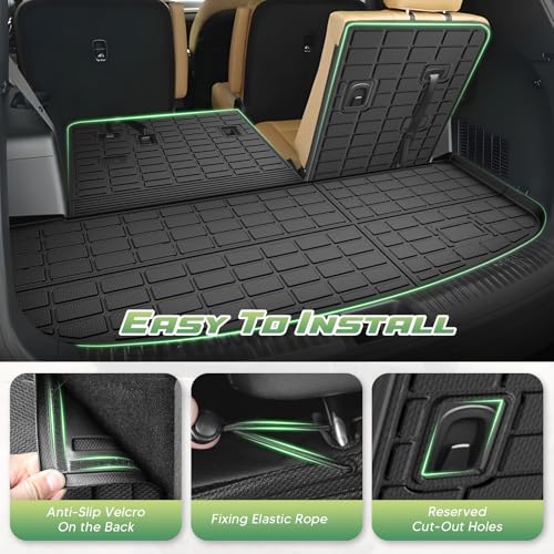 Cartist Cargo Mat & Backrest Mat Fits for Kia Telluride 2020 2021 2022 2023 2024 2025 (7/8 Passenger) All Weather TPE Trunk mat for Telluride Car Accessories for Telluride 2020-2025 - size: 4)Kia Telluride (7/8 Seats)【20-25】