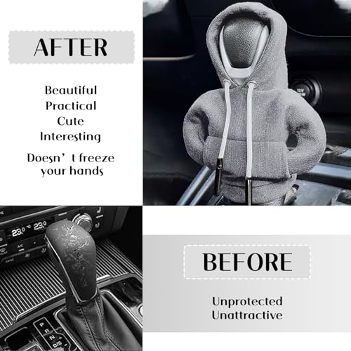 VVAG Gear Shift Hoodie, Car Gear Shift Cover, Universal Fit Knob Cover Gift (Red+Grey), 878 - color: Red+Grey
