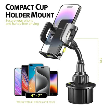 Bracketron TripGrip Universal Phone Holder for Car Cup Holder Mount - 360 Degree Rotation, Swivel Gooseneck, Expandable Base Cell Phone Cup Holder Insert - Smartphone Cradle Stand - style: Cup Holder Mount
