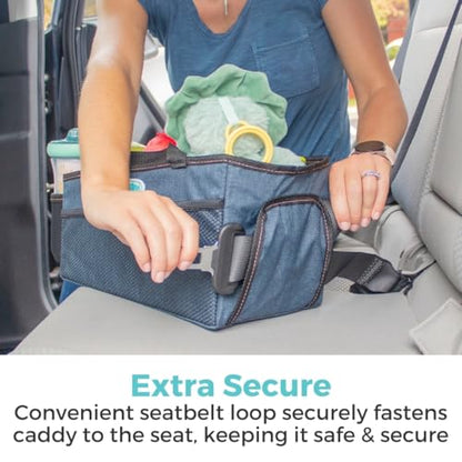 Toddleroo by North States - Car Organizer Caddy: Portable Diaper Caddy for Car - Baby Car Organizer & Storage - Navy