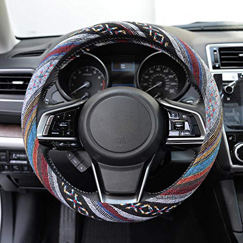 BDK Blue Woven Saddle Blanket Steering Wheel Cover for Cars SUV Van Truck Auto - Driver Grip 15 inch - color: #25 Blue, size: Fits 14.5 - 15" Sw