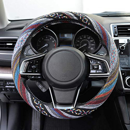 BDK Blue Woven Saddle Blanket Steering Wheel Cover for Cars SUV Van Truck Auto - Driver Grip 15 inch - color: #25 Blue, size: Fits 14.5 - 15" Sw