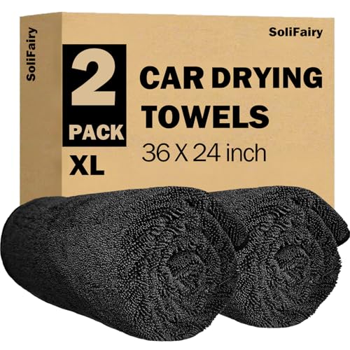 Car Drying Towel (36"x 24"/3ft x 2ft), 2 Pack Ultra Absorbent Microfiber Drying Towels for Cars, Leave No Streaks, Scratches or Water Spots, Extra Large Drying Towels Car Detailing for Cars