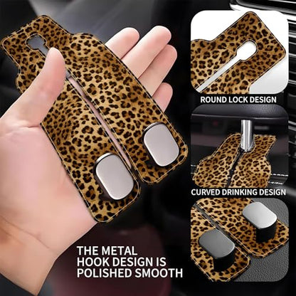1 Pack Car Seat Headrest Hooks for Purses and Bags Abstract Brown and Black Leopard Bag Purse Holder for Car with Double Metal Hooks Car Purse Hanger Hanging Accessories - color: Abstract Brown and Black Leopard
