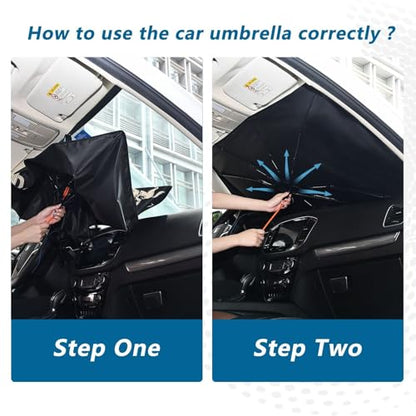 Gredecor Windshield Sun Shade Umbrella, Boho Western Cactus Cowboy Foldable Car Sunshade with UV Block Front Window (Heat Insulation Protection) for Auto Windshield Covers