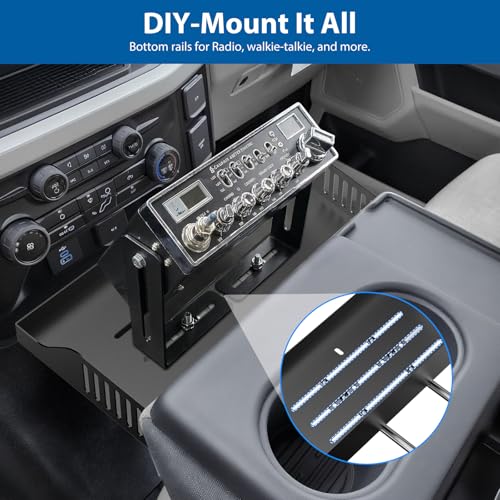 All Metal Front Center Seat Headrest Organizer Compatible with 2011-2025 2026 Ford F150 F250 F350 F450 F550 F650, Center Console Container Storage Box Armrest Tray Accessories (Jump Seat Only) - style: Organizer