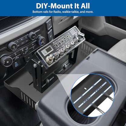 All Metal Front Center Seat Headrest Organizer Compatible with 2011-2025 2026 Ford F150 F250 F350 F450 F550 F650, Center Console Container Storage Box Armrest Tray Accessories (Jump Seat Only) - style: Organizer
