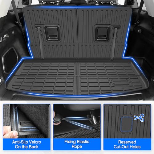 Floor Mats for Jeep Grand Cherokee L (6-Seater Without 2nd Row Center Console) 2021-2025 2026, All Weather Cargo Liner & Door Sill Guards for Grand Cherokee L Accessories, Car Accessories - size: 2)Jeep Grand Cherokee L【21-26】Full set