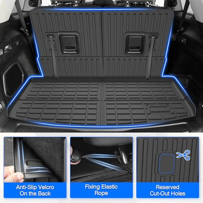 Floor Mats for Jeep Grand Cherokee L (6-Seater Without 2nd Row Center Console) 2021-2025 2026, All Weather Cargo Liner & Door Sill Guards for Grand Cherokee L Accessories, Car Accessories - size: 2)Jeep Grand Cherokee L【21-26】Full set