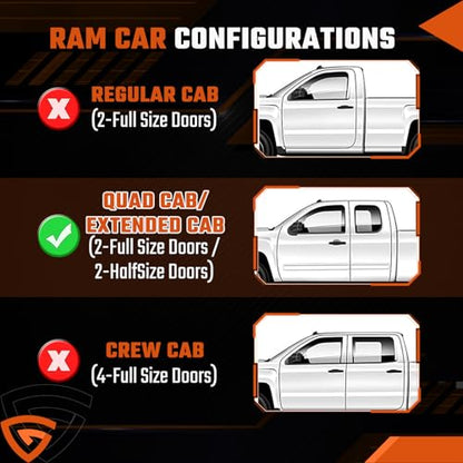 Rain Guards Fit for 2002-2008 Dodge Ram 1500 Quad Cab/Extended Cab/ 03-09 Dodge Ram 2500 3500, Tape-On Extra Durable Side Window Sun Rain Guard Visor Deflectors Black 4 PCS - size: Fit for Dodge Ram 1500 Quad Cab 2002-2008