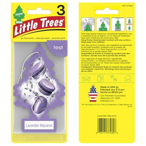 LITTLE TREES Car Air Freshener | Hanging Tree Provides Long Lasting Scent for Auto and Home | 24 Air Fresheners |Lavender Macaron - color: Lavender Macaron