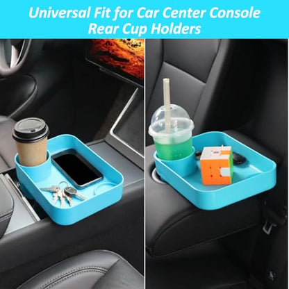 2PCS Car Seat Snack Tray for Kids, Mess-Free Square Travel Tray Cup Holder Snack Tray, Durable Car Food Tray for Toddlers, Universal Fit Kids Travel Road Trip Essentials (Gray&Blue) - color: Gray&Blue