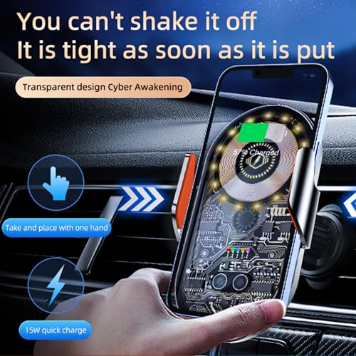 Phone Holders for Your Car with Wireless Chargre - Metal Hook Clip, Auto Clamp Air Vent Cell Phone Car Mount, Hands Free Universal Automobile Cradle Fit for iPhone Android and All Smartphones - color: Silver