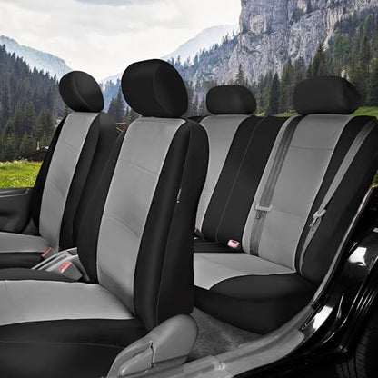 FH Group Waterproof Neoprene Car Seat Covers Full Set – Universal Fit Front & Split Bench Rear Seat Covers, Airbag Compatible Automotive Seat Protectors for Cars, SUVs & Vans, Gray - color: Gray, style: Full Set